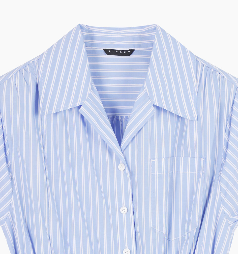 Light blue sleeveless dress with stripes - sisley k midi dresses - Light Blue | Sisley K image number 3